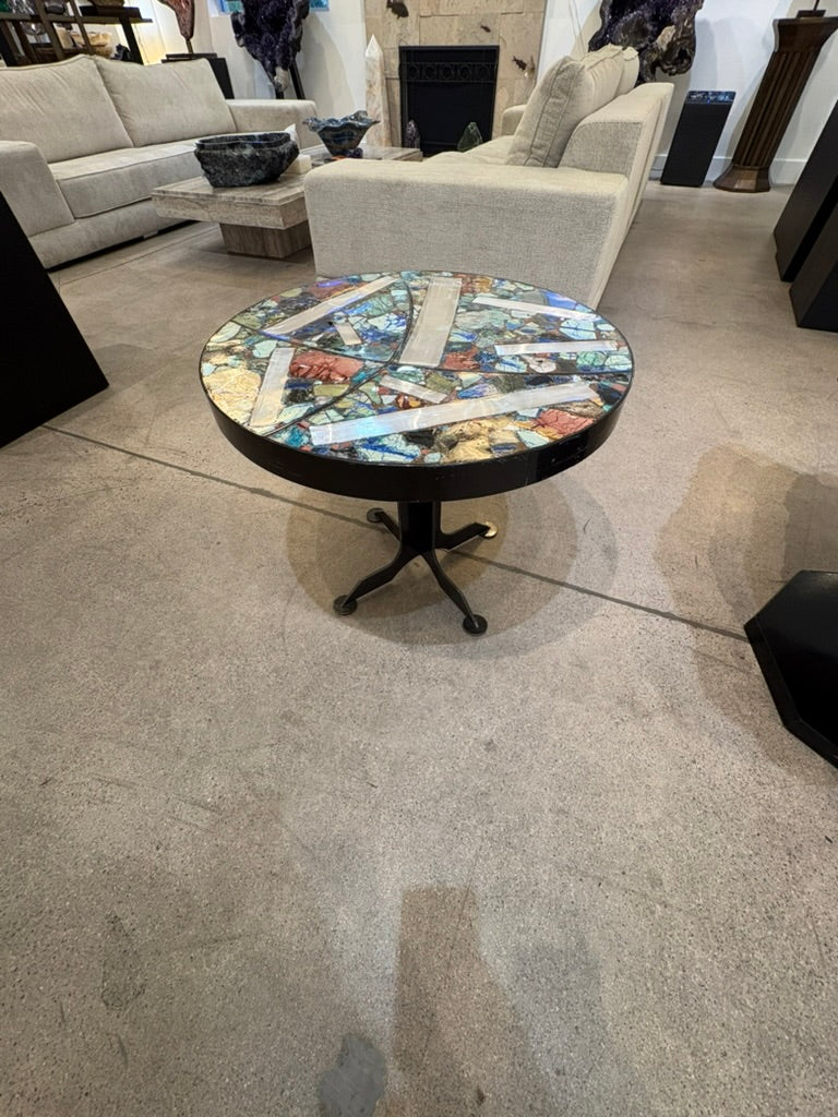 MULTI STONE INLAID ACCENT TABLE