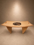 BIRDS EYE MAPLE INLAID PETRIFIED WOOD DESK